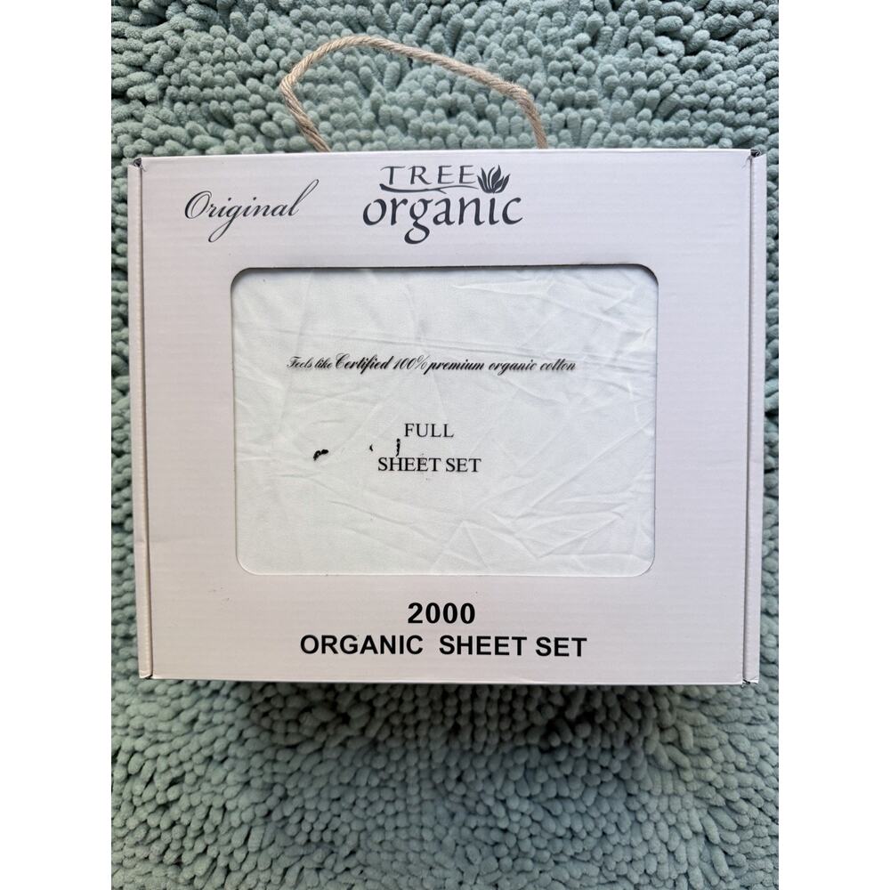 Tree Organic Cotton Bed Sheets Set 2000 Series In Full-Size Off-White NWT